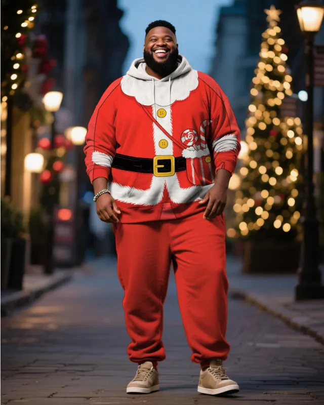 Big & Tall Men's Santa Claus Cosplay Printed Hoodie Suit sold by Biggmans