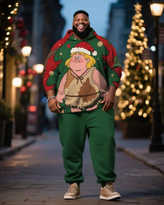 Big & Tall Men's Christmas Primitive Print Hoodie Suit sold by Biggmans