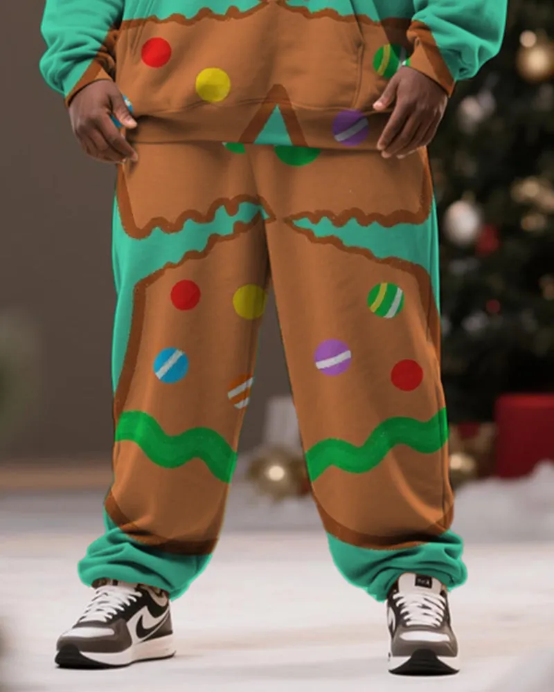 Big & Tall Men's Christmas Gingerbread Man Cosplay Printed Hoodie Suit sold by Biggmans product image thumbnail 3
