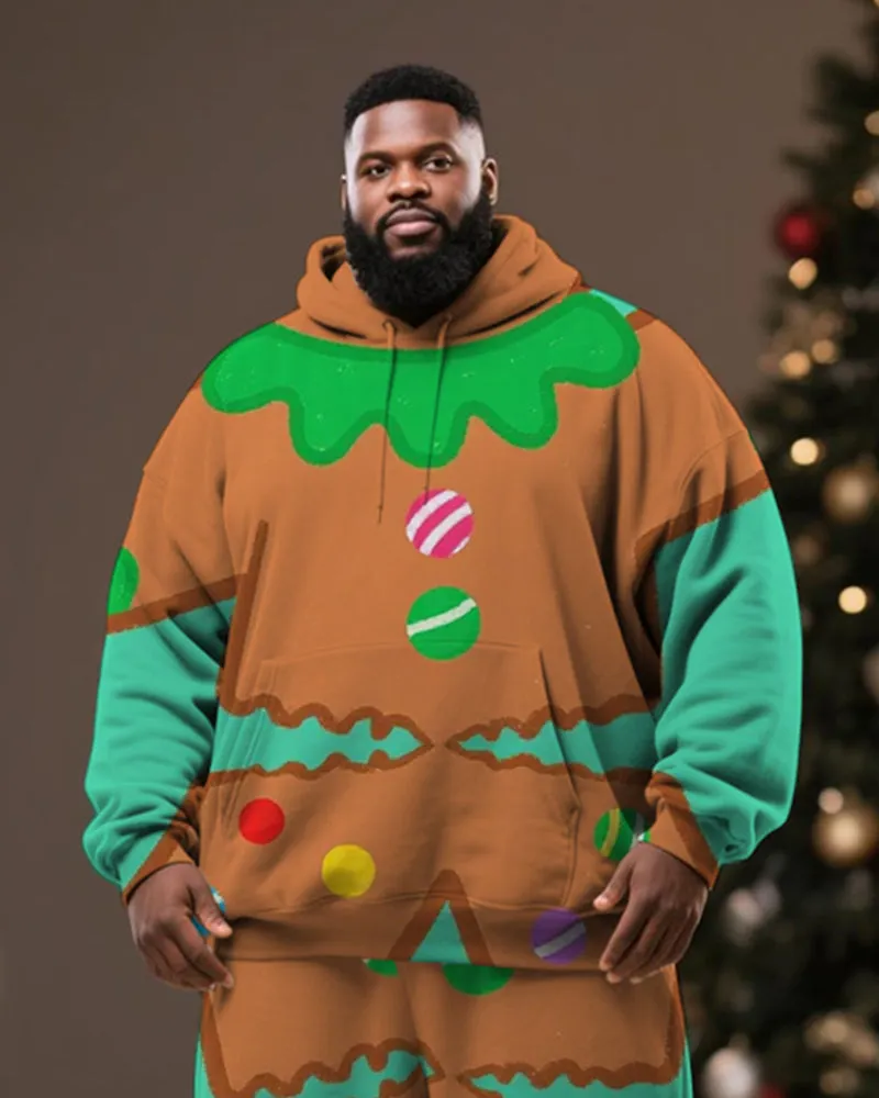 Big & Tall Men's Christmas Gingerbread Man Cosplay Printed Hoodie Suit sold by Biggmans product image thumbnail 2
