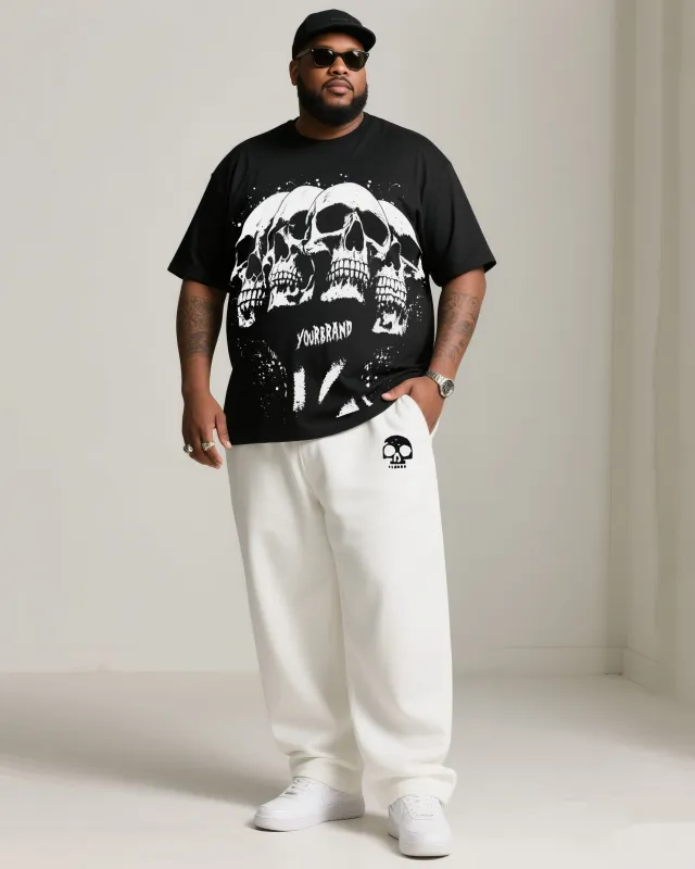 Big Boy Fashion Street Daily Casual Trend Skull Crewneck T-shirt Trousers Suit sold by Biggmans