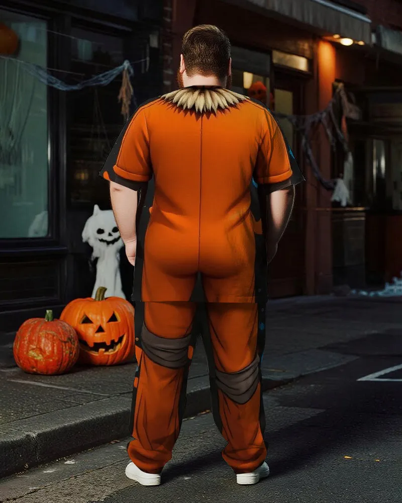 Big & Tall Men's Halloween Pumpkin Straw Cosplay Printed T-Shirt Trousers Suit sold by Biggmans product image thumbnail 4