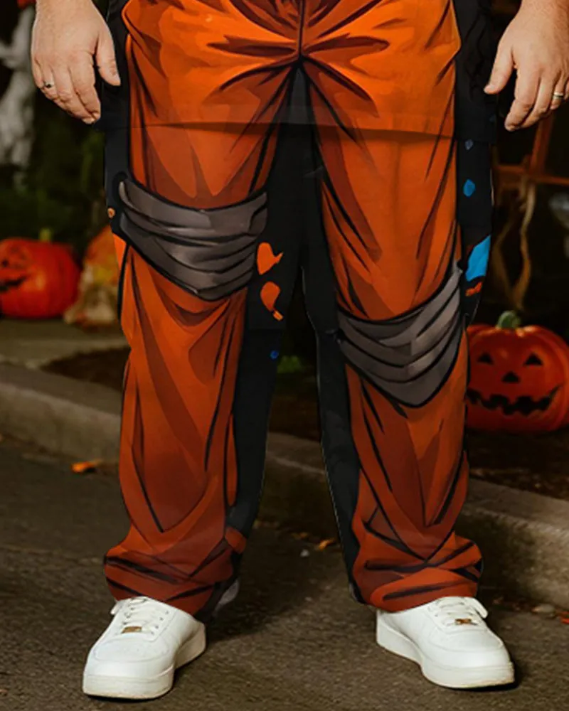 Big & Tall Men's Halloween Pumpkin Straw Cosplay Printed T-Shirt Trousers Suit sold by Biggmans product image thumbnail 3