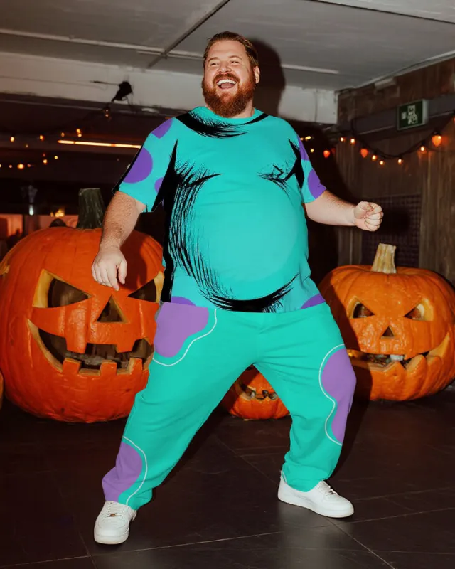 Big & Tall Men's Halloween Blue Poll Dot Belly Graffiti Cosplay Printed T-Shirt Trousers Suit sold by Biggmans