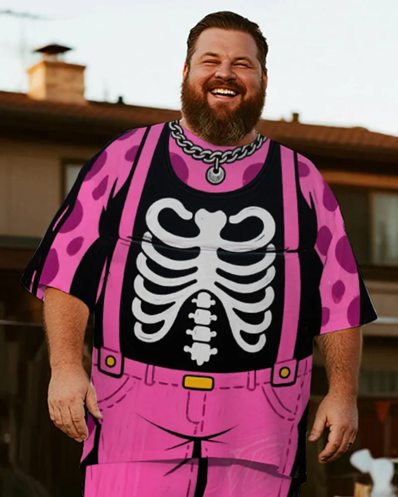Big & Tall Men's Halloween Pink Leopard Skull Cosplay Printed T-Shirt Trousers Suit sold by Biggmans product image thumbnail 2