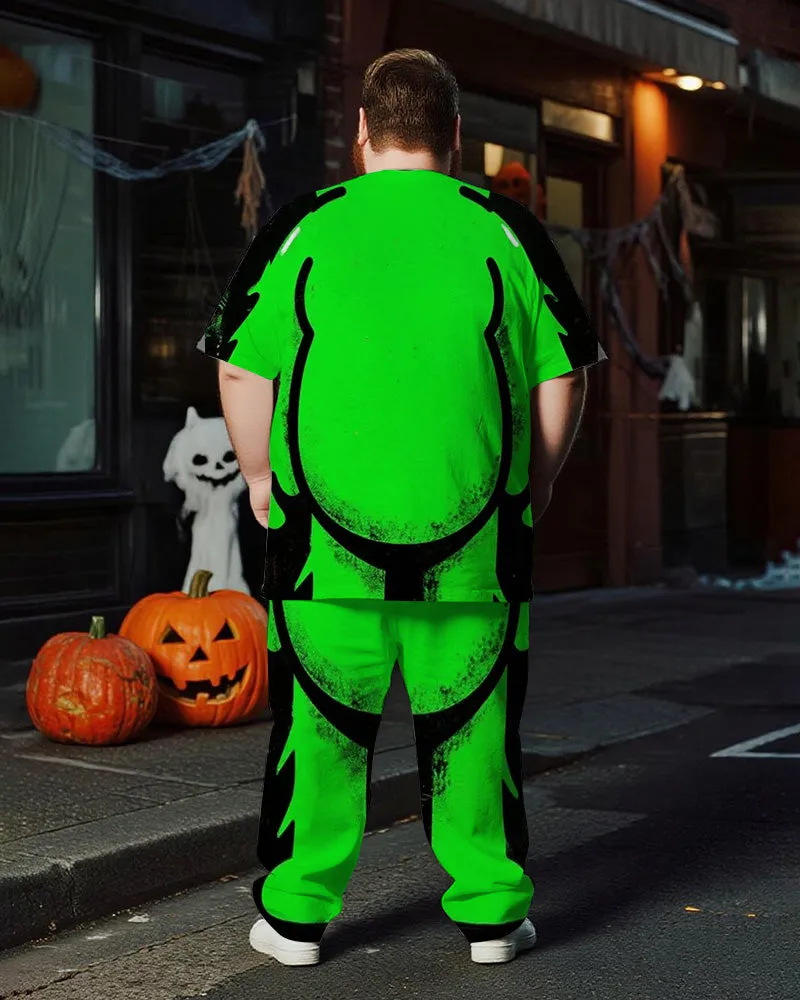 Big & Tall Men's Halloween Green Graffiti Monster Cosplay Printed T-Shirt Trousers Suit sold by Biggmans product image thumbnail 4
