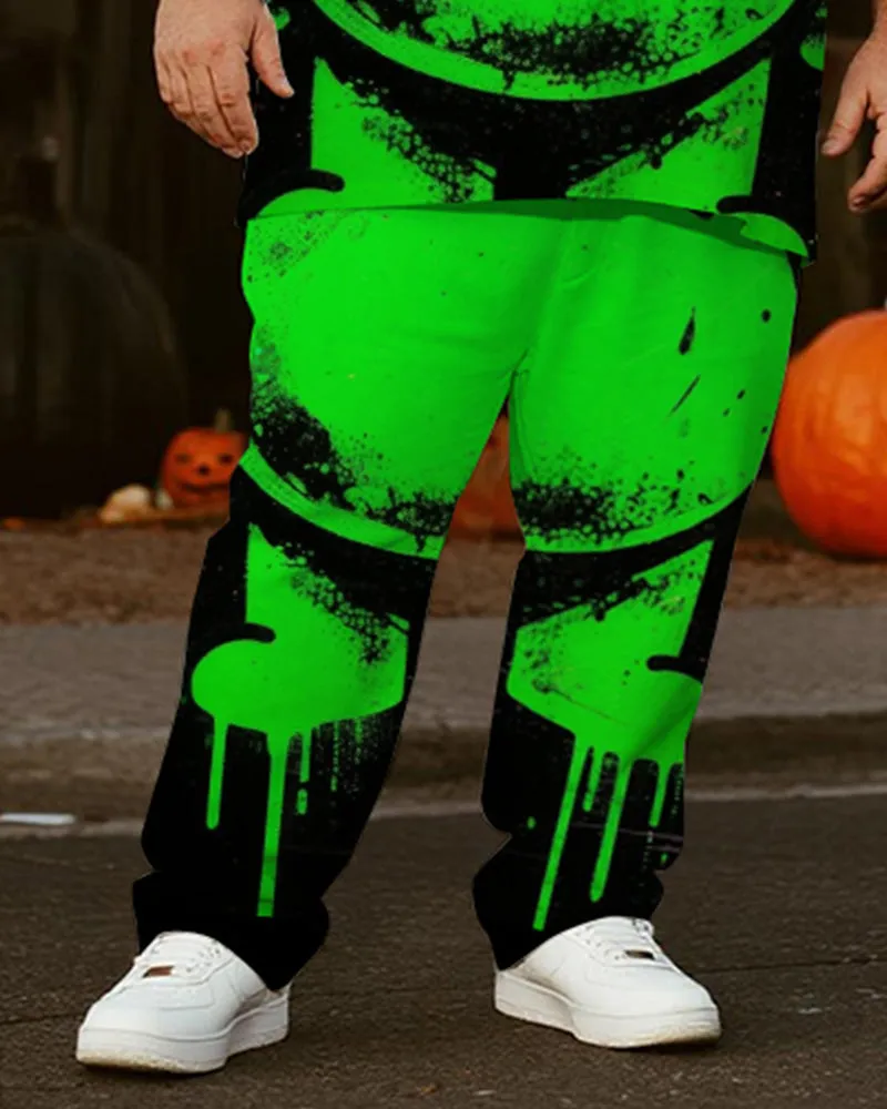 Big & Tall Men's Halloween Green Graffiti Monster Cosplay Printed T-Shirt Trousers Suit sold by Biggmans product image thumbnail 3