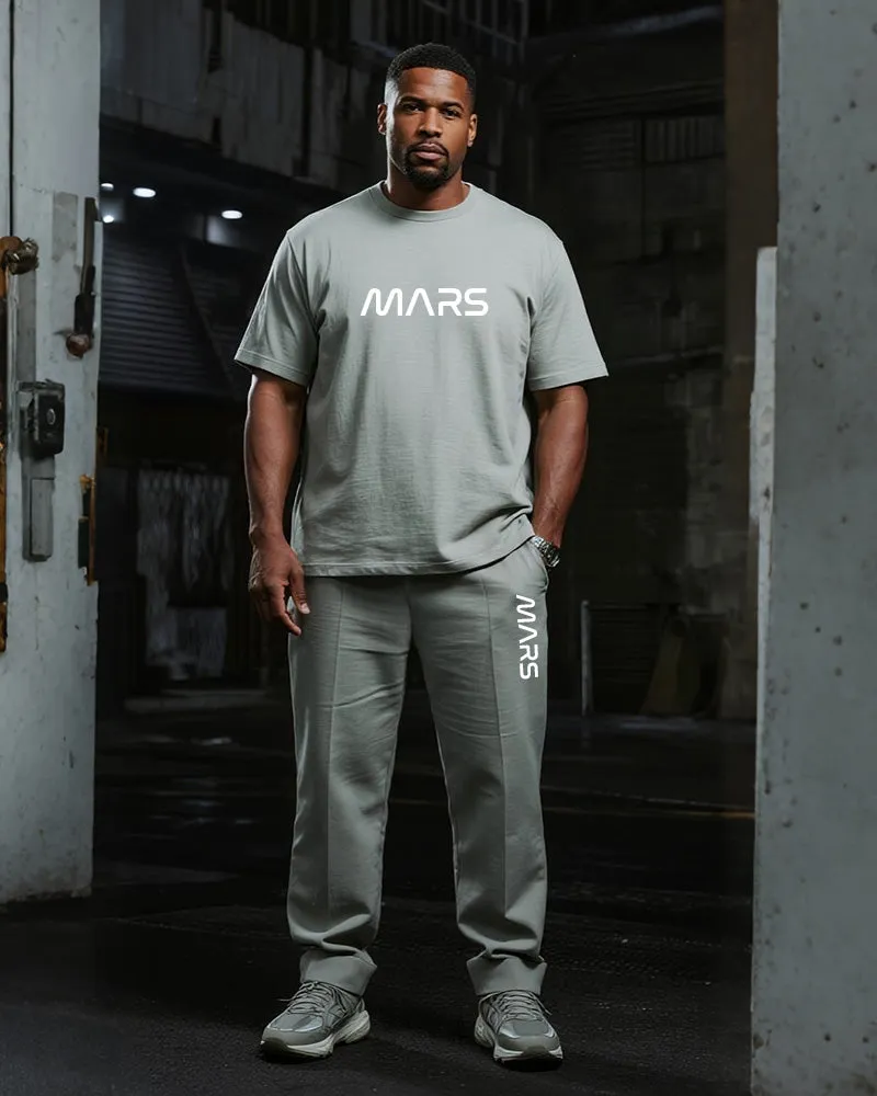 Big & Tall Men's Grey Mars Alphabet Print T-Shirt Trousers Suit sold by Biggmans