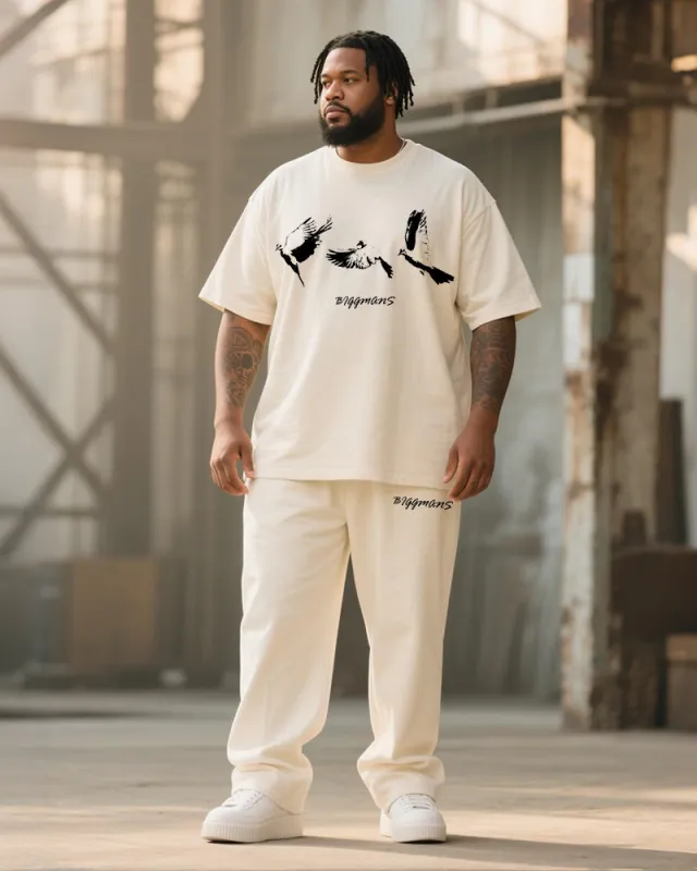 Big & Tall Men's Graffiti Pigeon Alphabet Print T-Shirt Trousers Suit sold by Biggmans