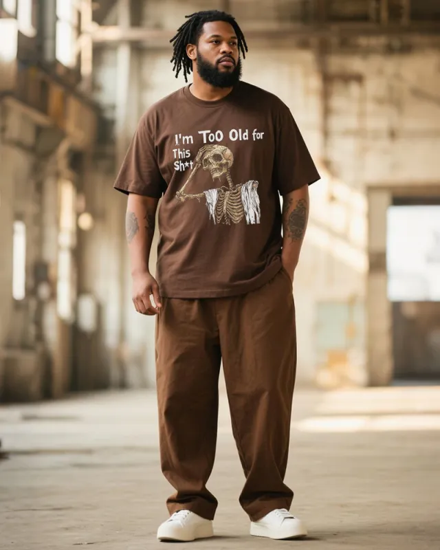 Big & Tall Men's Graffiti Too Old Skeleton Attitude Alphabet Print T-Shirt Trousers Suit sold by Biggmans