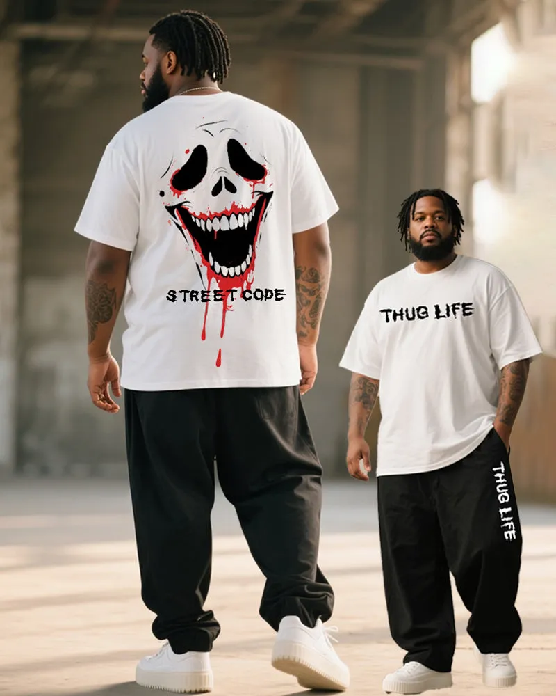 Big & Tall Men's THUG LIFE Skull Graffiti Print T-Shirt Trousers Suit sold by Biggmans