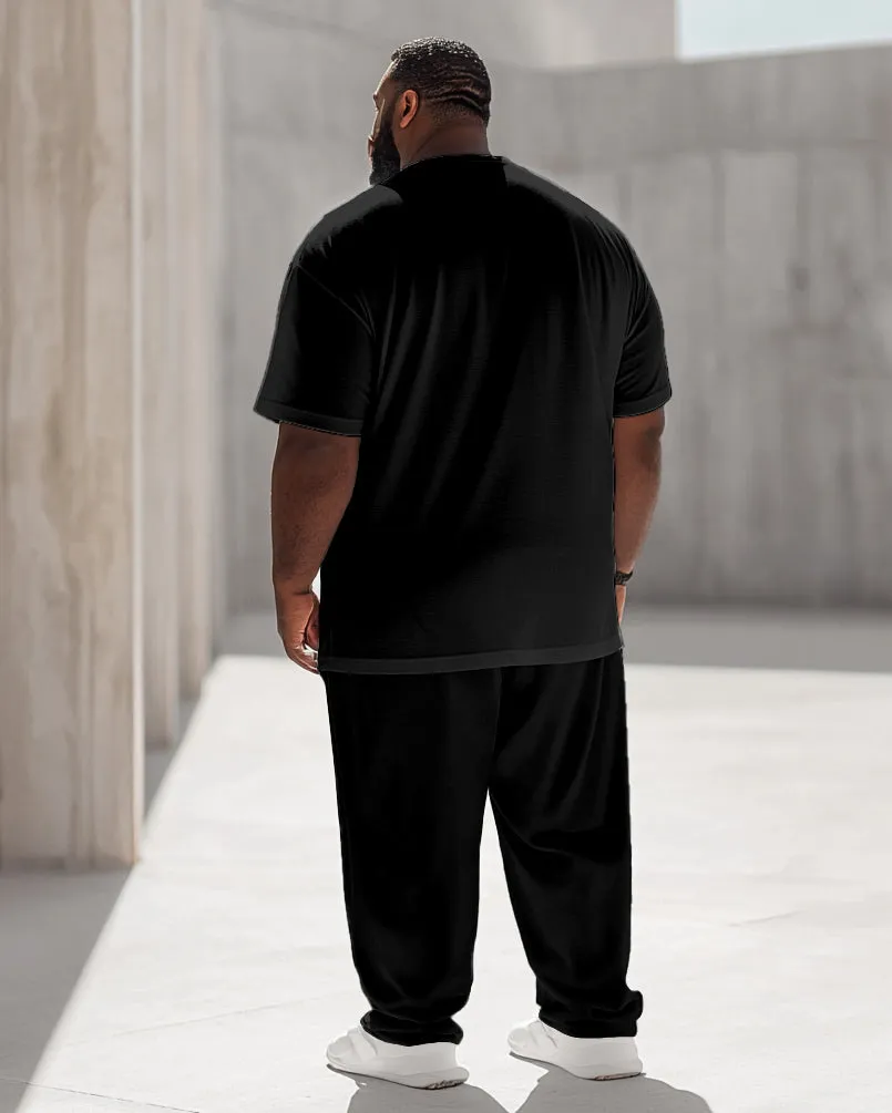 Men's Plus Size Black Vintage Dragon Totem Print T-Shirt Trousers Suit sold by Biggmans product image thumbnail 4