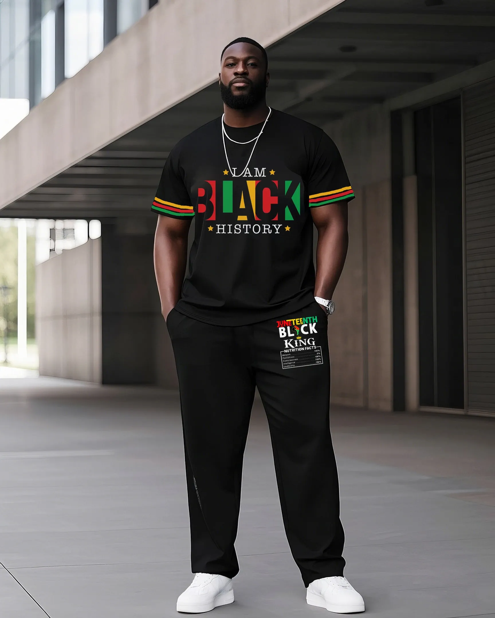 Big Boys June Festival Black History Black English Print Short Sleeve Trousers Suit sold by Biggmans