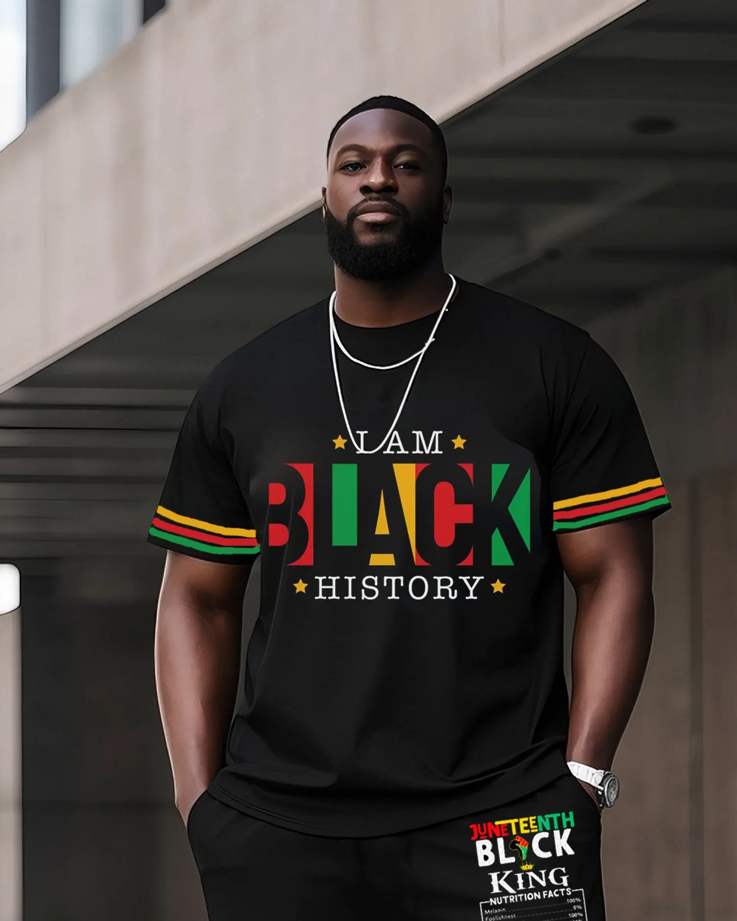 Big Boys June Festival Black History Black English Print Short Sleeve Trousers Suit sold by Biggmans product image thumbnail 2