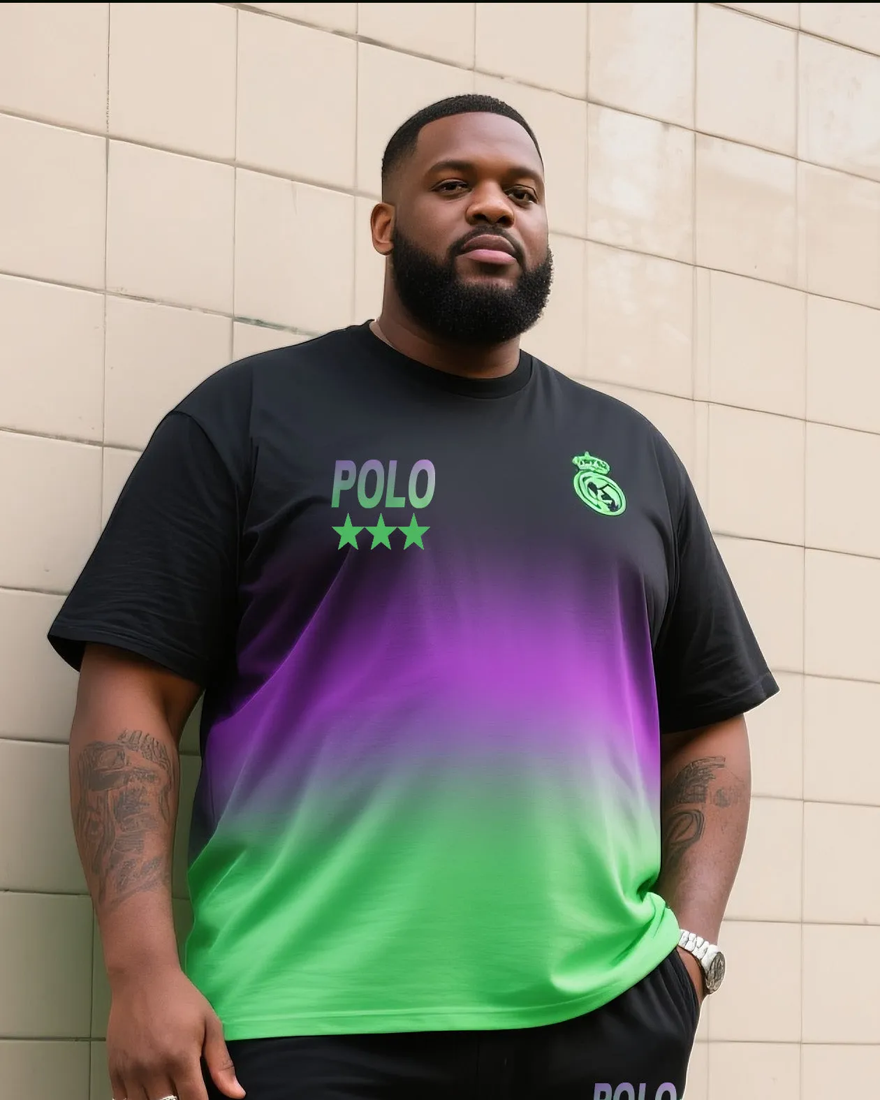 Big Boy Casual Sports Football Fans Gradient Design Clothes Round Neck Short Sleeve T-Shirt Trousers Suit sold by Biggmans product image thumbnail 2