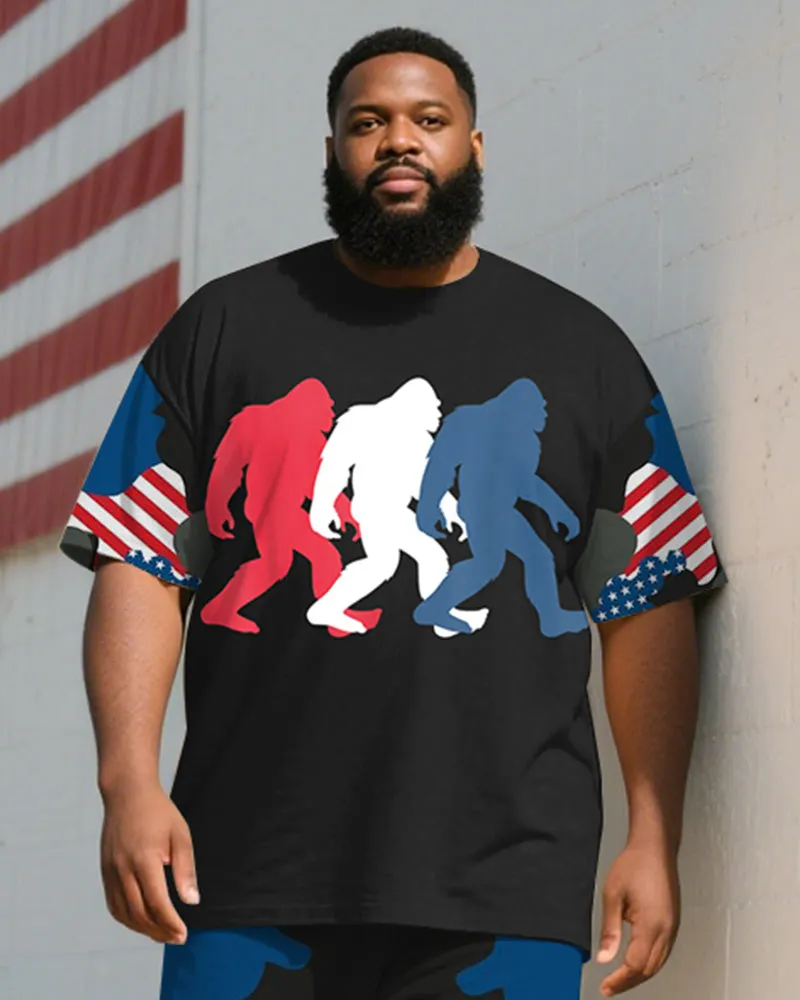 Men's Plus Size Independence Day Camouflage Colorblock Striped Orangutan Print T-Shirt Trousers Suit sold by Biggmans product image thumbnail 2