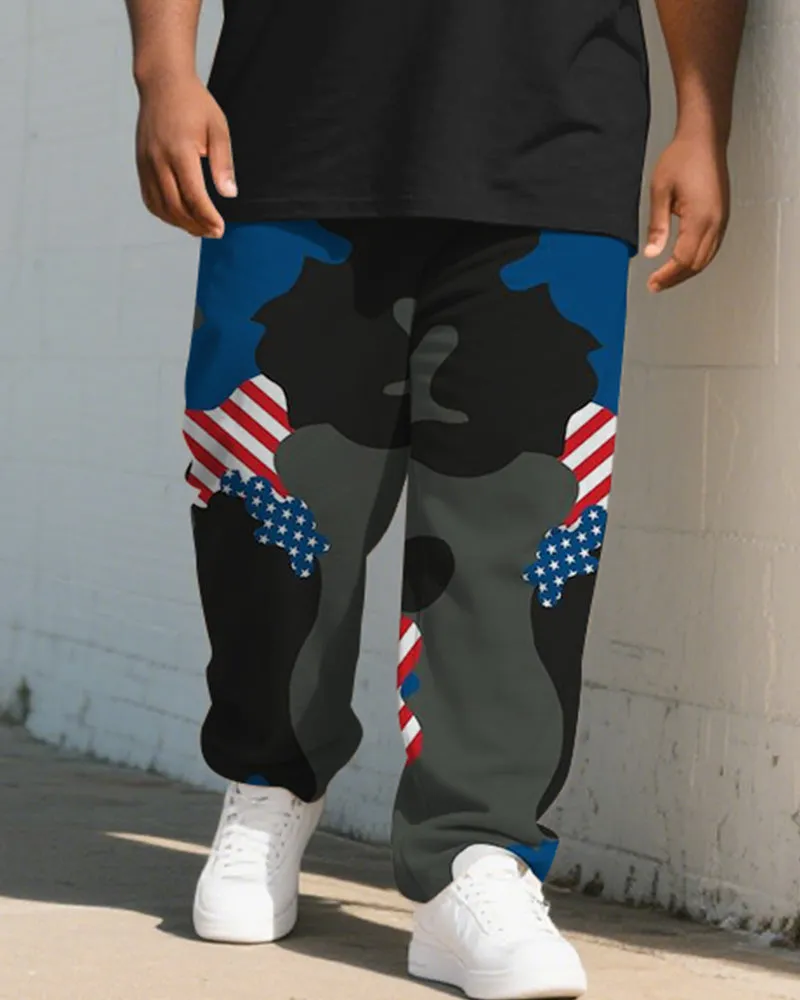 Men's Plus Size Independence Day Camouflage Colorblock Striped Orangutan Print T-Shirt Trousers Suit sold by Biggmans product image thumbnail 3