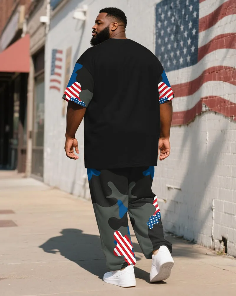 Men's Plus Size Independence Day Camouflage Colorblock Striped Orangutan Print T-Shirt Trousers Suit sold by Biggmans product image thumbnail 4