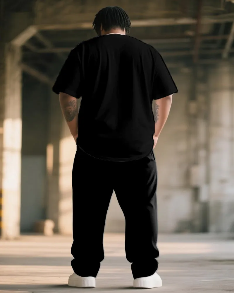 Big & Tall Men's Black & White Stripe GOD GOT ME Alphabet Print T-Shirt Trousers Suit sold by Biggmans product image thumbnail 4