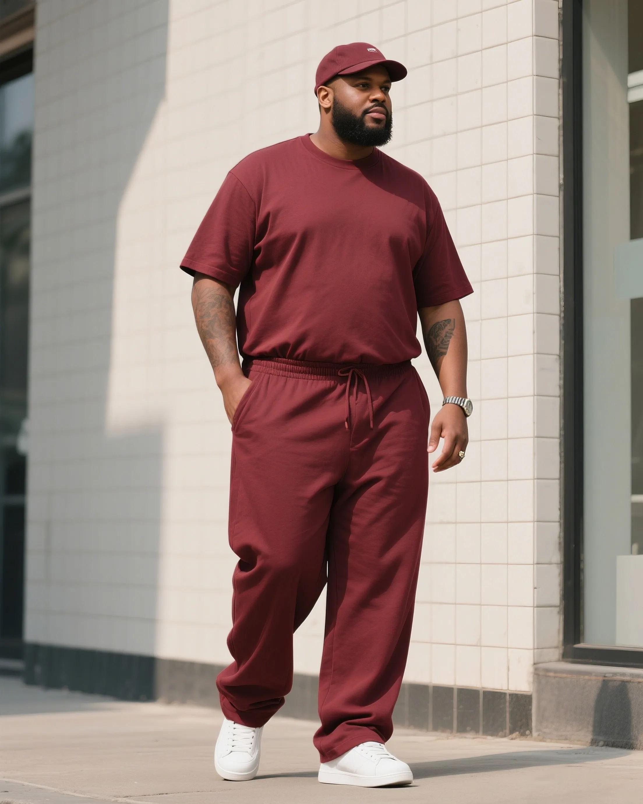 Big Boy Daily Casual All-match Solid Color Short-sleeved T-shirt Trousers Suit sold by Biggmans product image thumbnail 2