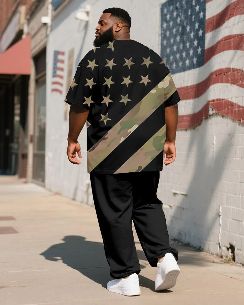 Men's Plus Size Independence Day Camouflage Colorblock Striped Star Print T-Shirt Trousers Suit sold by Biggmans product image thumbnail 4