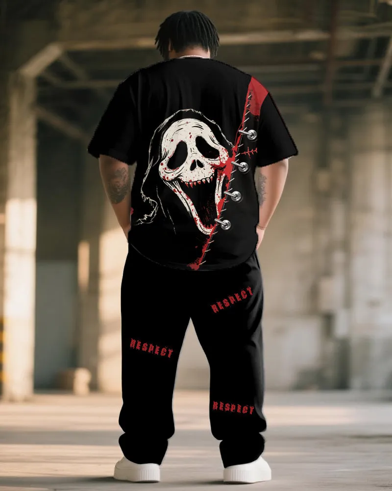 Big & Tall Men's RESPECT MY GRIND Skull Graffiti Print T-Shirt Trousers Suit sold by Biggmans product image thumbnail 4