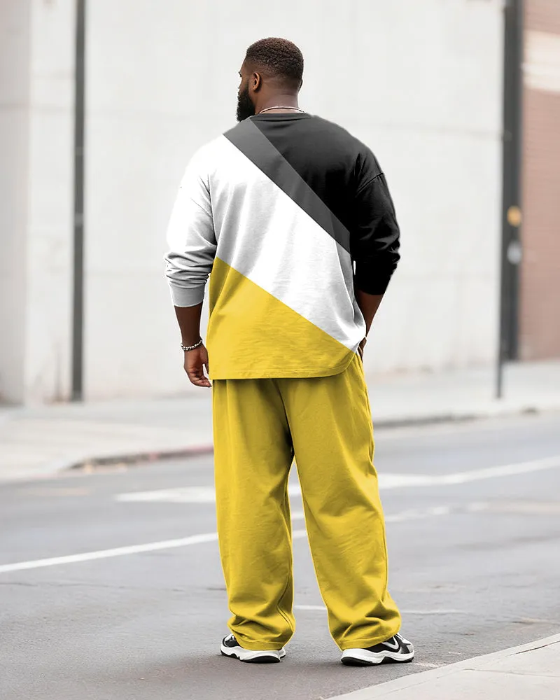 Big & Tall Men's Casual Colorblock Geometric Alphabet Print Long Sleeve T-Shirt Pants Set sold by Biggmans product image thumbnail 5