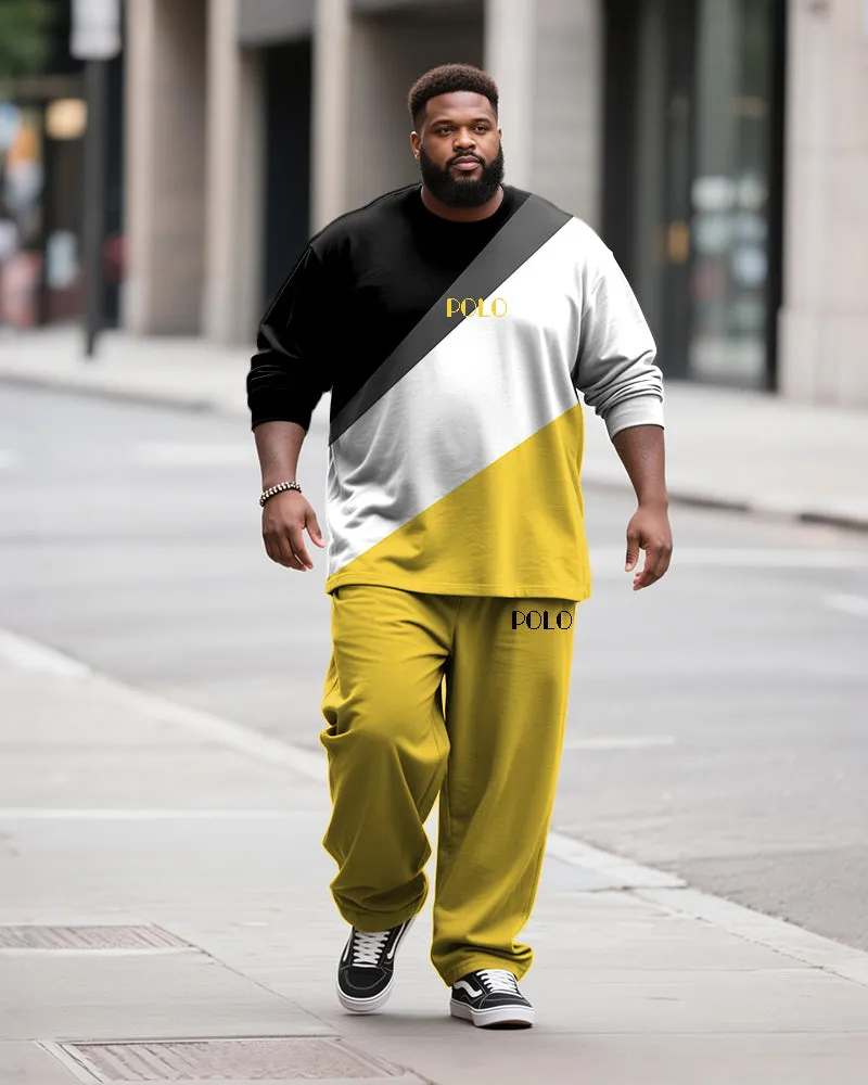 Big & Tall Men's Casual Colorblock Geometric Alphabet Print Long Sleeve T-Shirt Pants Set sold by Biggmans product image thumbnail 4