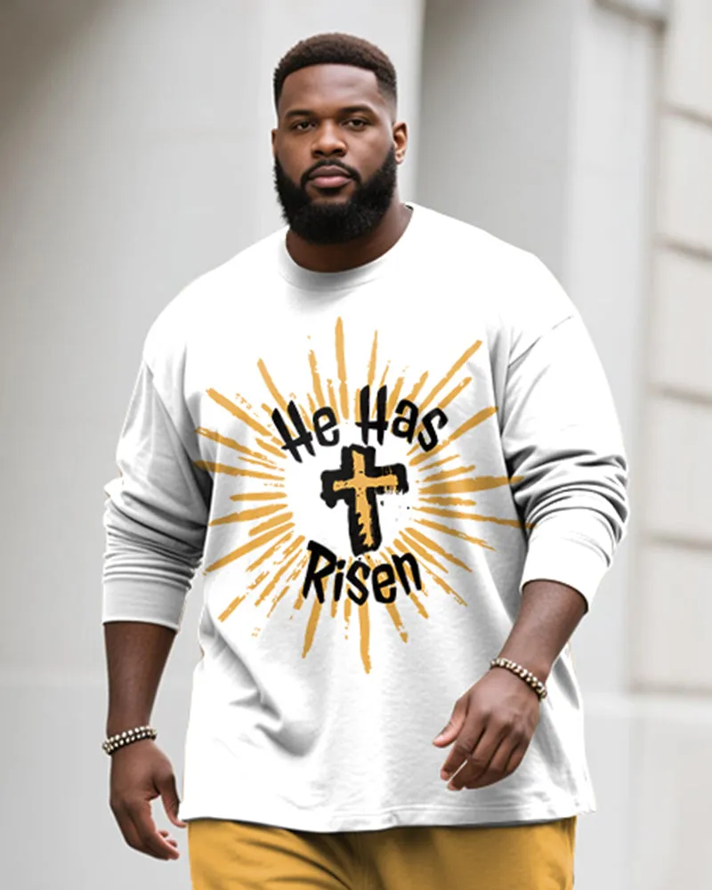 Big & Tall Men's He Has Risen Graffiti Letter Print Long Sleeve T-Shirt Pants Set sold by Biggmans product image thumbnail 2