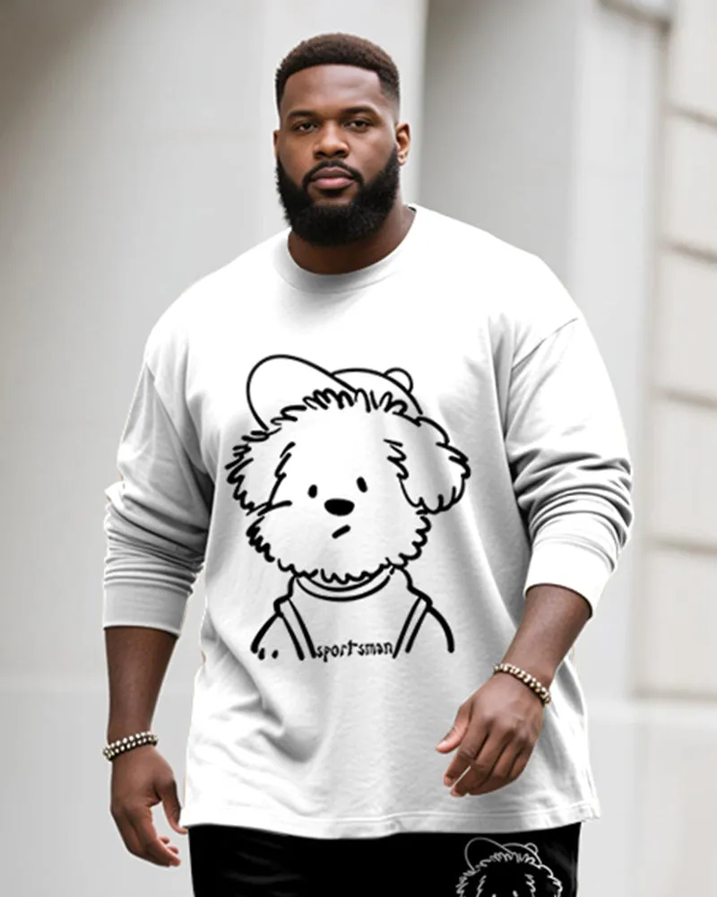 Big & Tall Men's Simple Line Puppy Letter Print Long Sleeve T-Shirt Pants Set sold by Biggmans product image thumbnail 2