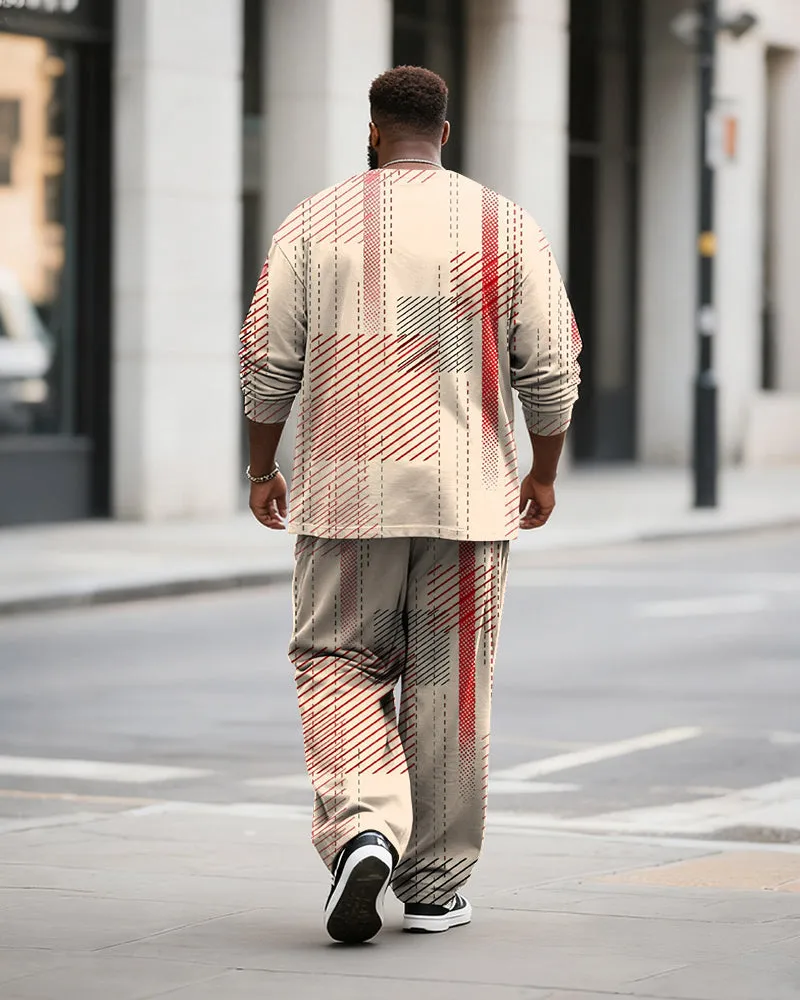 Big & Tall Men's Casual Geometric Plaid Print Long Sleeve T-Shirt Pants Set sold by Biggmans product image thumbnail 4