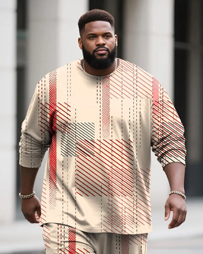 Big & Tall Men's Casual Geometric Plaid Print Long Sleeve T-Shirt Pants Set sold by Biggmans product image thumbnail 2