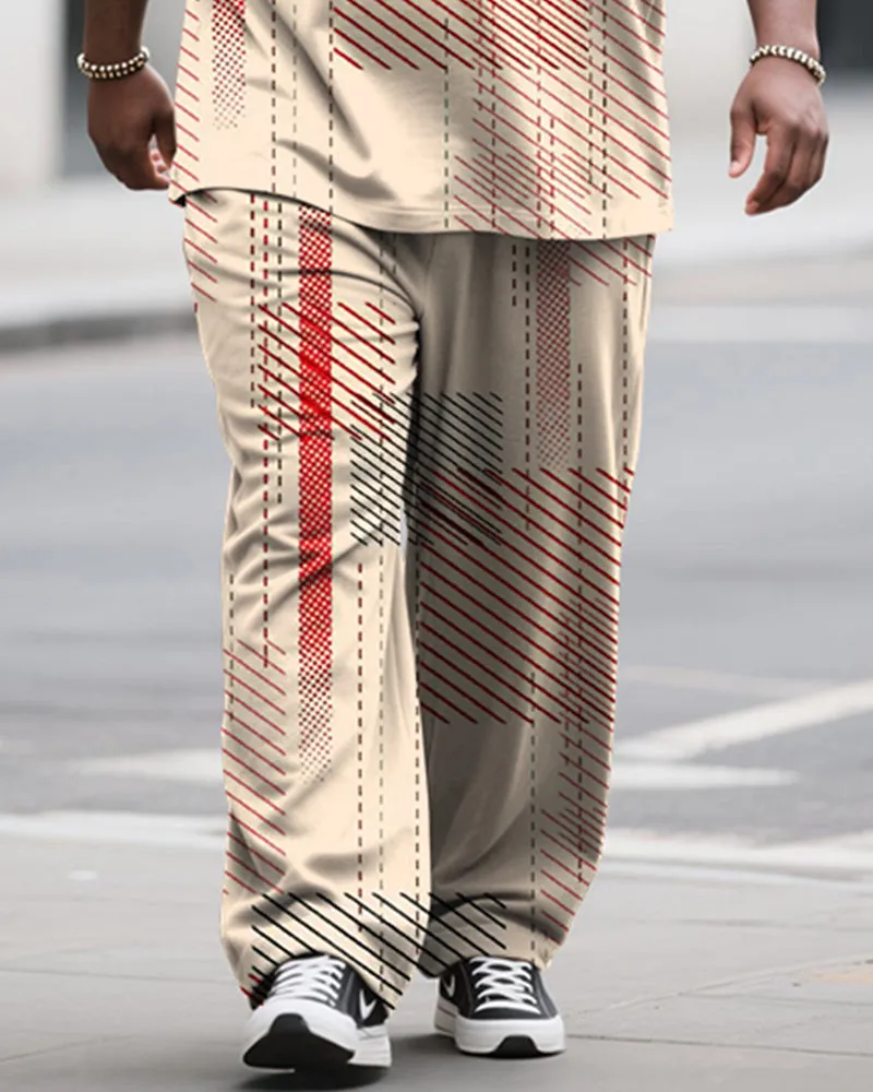 Big & Tall Men's Casual Geometric Plaid Print Long Sleeve T-Shirt Pants Set sold by Biggmans product image thumbnail 3