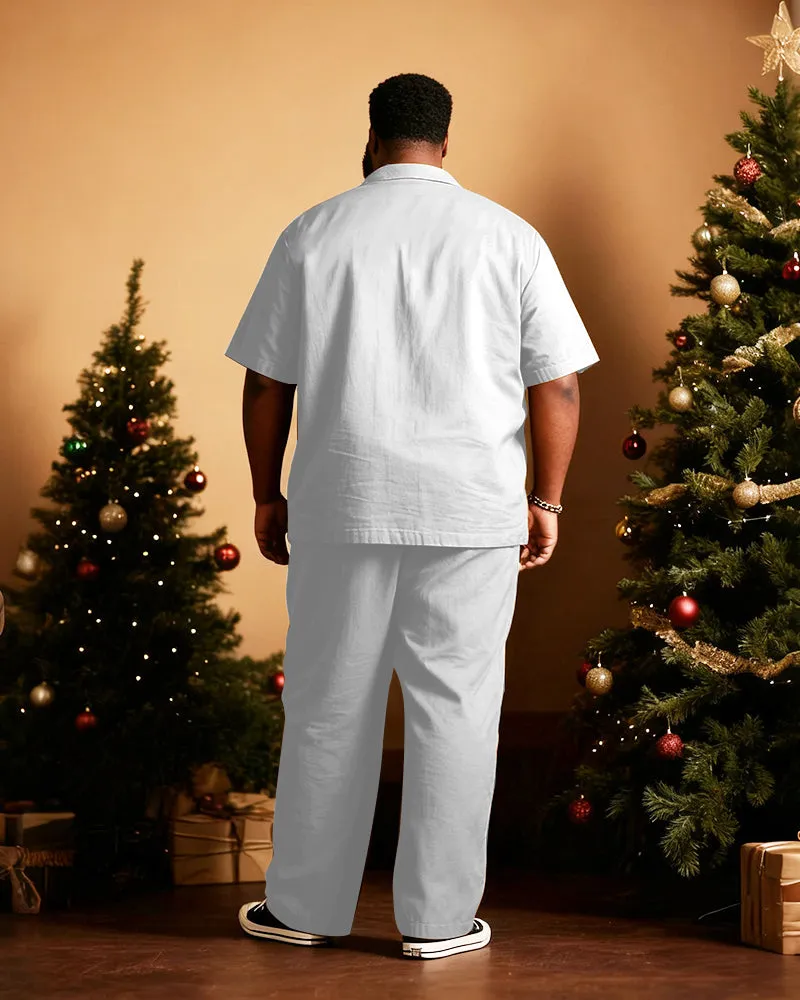 Big & Tall Men's Merry Christmas Letter Print Short Sleeve Shirt Trousers Suit sold by Biggmans product image thumbnail 4