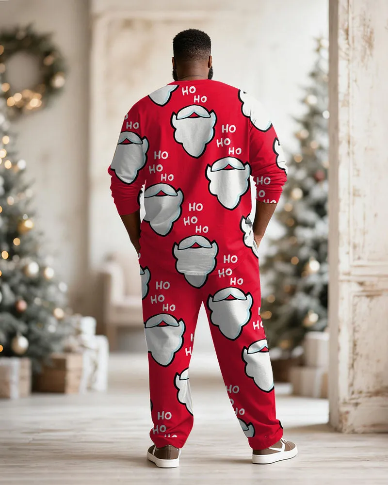 Big & Tall Men's Santa Claus Cartoon Print Long Sleeve T-Shirt Pants Set sold by Biggmans product image thumbnail 4