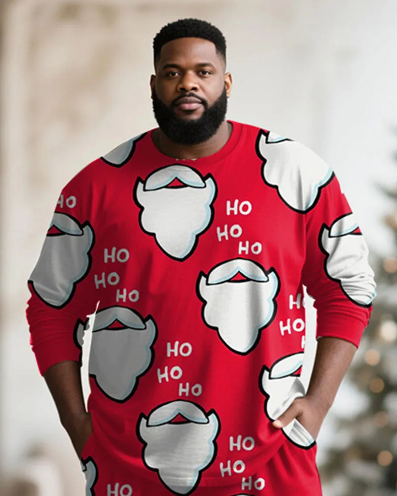 Big & Tall Men's Santa Claus Cartoon Print Long Sleeve T-Shirt Pants Set sold by Biggmans product image thumbnail 2