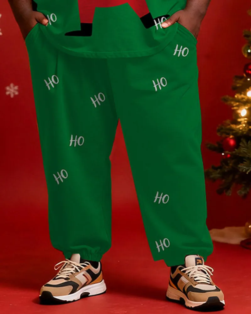Big & Tall Men's Santa Claus Cartoon Love Print Long Sleeve T-Shirt Pants Set sold by Biggmans product image thumbnail 3