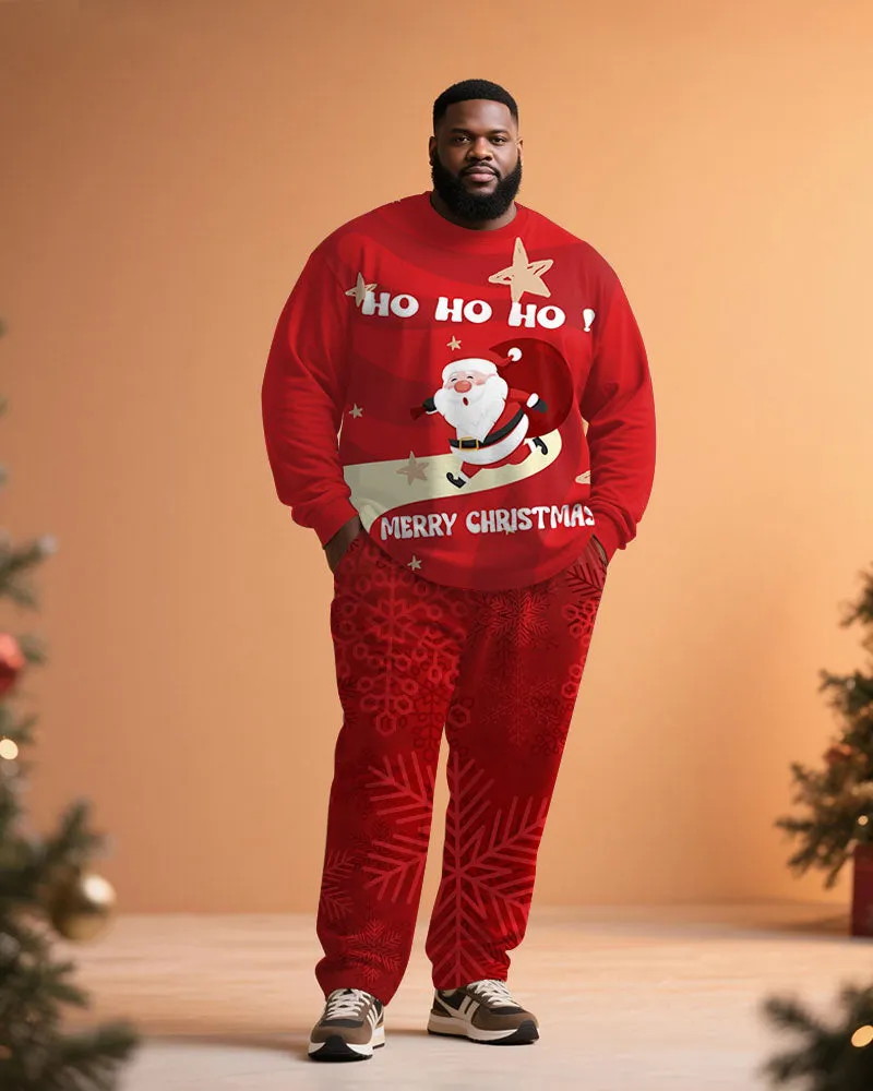 Big & Tall Men's Santa Claus Letter Print Long Sleeve T-Shirt Pants Set sold by Biggmans