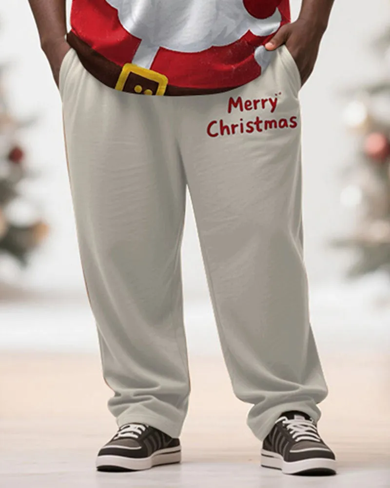 Big & Tall Men's Merry Christmas Cartoon Apricot Printed Long Sleeve T-Shirt Pants Set sold by Biggmans product image thumbnail 3