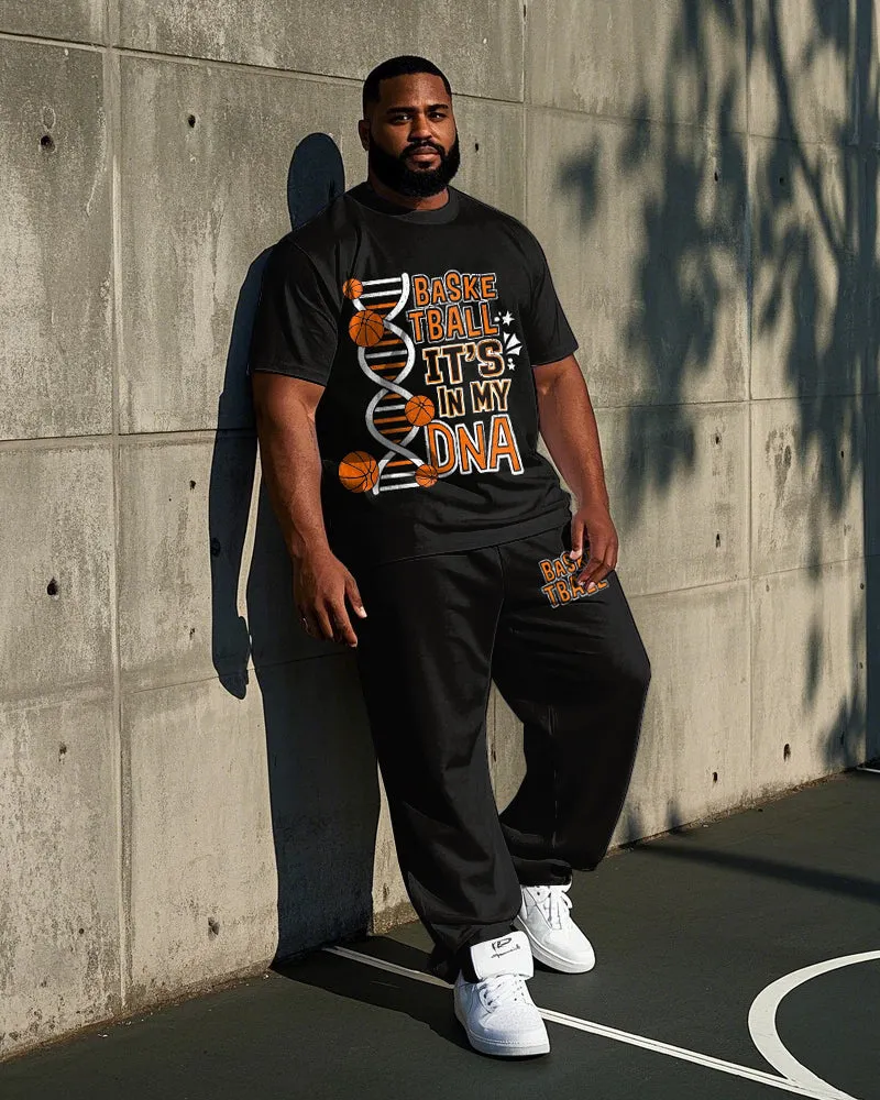 Big Men's Fashion DNA Gene Basketball Funny Letter Printed Short Sleeve T-shirt Pants Set sold by Biggmans