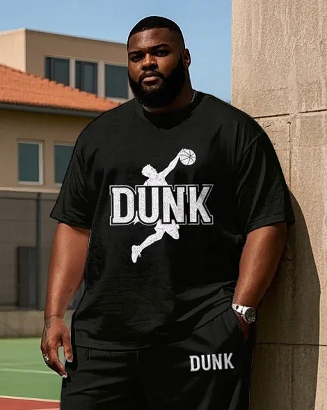 Big Men's Simple Basketball Athletic Silhouette DUNK Letter Printed Short Sleeve T-shirt Pants Set sold by Biggmans product image thumbnail 2