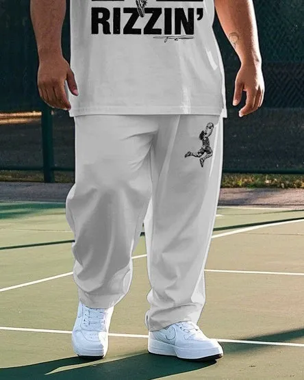 Big Men's Basketball Athlete HE IS RIZZIN Letter Printed Casual Short Sleeve T-shirt Pants Set sold by Biggmans product image thumbnail 3