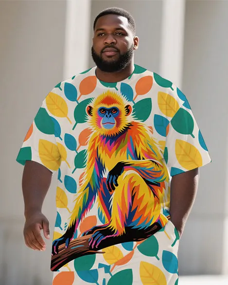 Big Men's Animal World Cool Monkey Printed Casual Summer Short Sleeve T-shirt Pants Set sold by Biggmans product image thumbnail 2