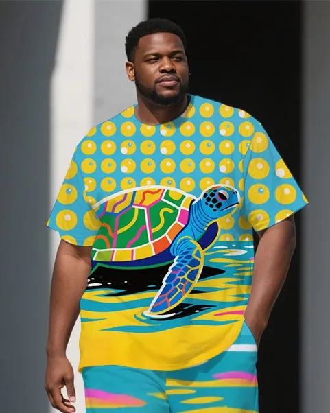 Big Guy's Animal World Sea Turtles Cartoon Printed Laid Back Short Sleeve T-shirt Pants Set sold by Biggmans product image thumbnail 2