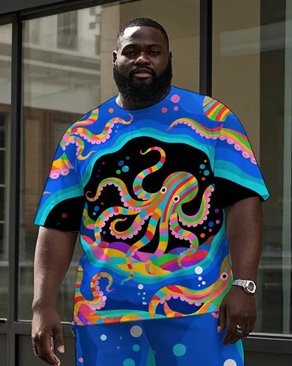 Big Men's Animal World Dreamy Octopus Printed Summer Casual Short Sleeve T-shirt Pants Set sold by Biggmans product image thumbnail 2