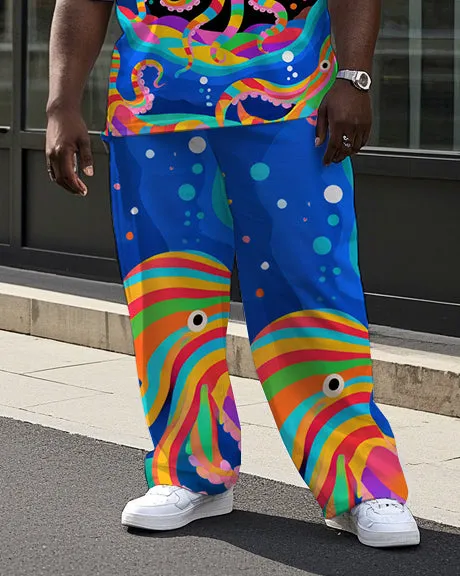 Big Men's Animal World Dreamy Octopus Printed Summer Casual Short Sleeve T-shirt Pants Set sold by Biggmans product image thumbnail 3