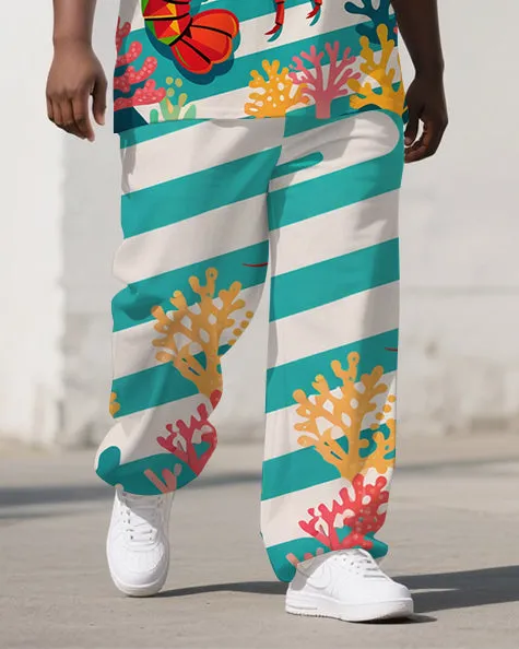 Big Guy's Summer Animal Theme lobster Cartoon Printed Casual Short Sleeve T-shirt Pants Set sold by Biggmans product image thumbnail 3