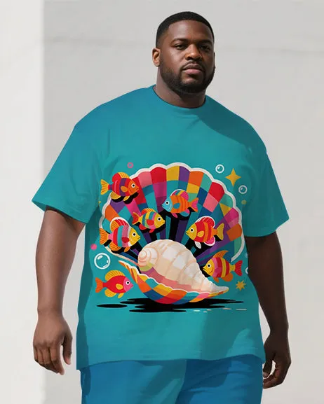 Big Guy's Animal Theme Cartoon Shell Printed Casual Short Sleeve T-shirt Pants Set sold by Biggmans product image thumbnail 2