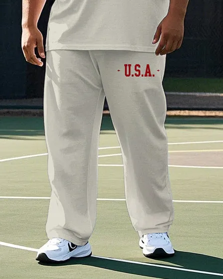 Men's Big & Tall NEW YORK USE Simple Letter Printed Casual Short Sleeve T-shirt Pants Set sold by Biggmans product image thumbnail 3