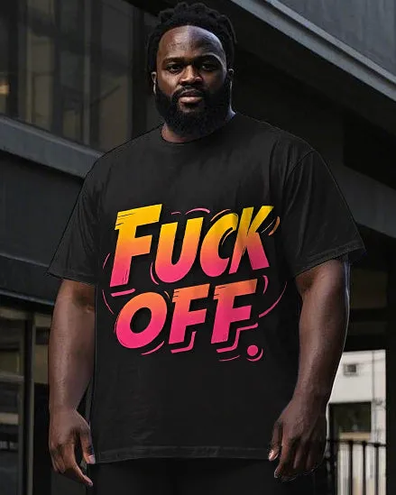 Men's Big Size Simple Gradient FUCK OFF Letter Printed Short Sleeve T-shirt Pants Set sold by Biggmans product image thumbnail 2